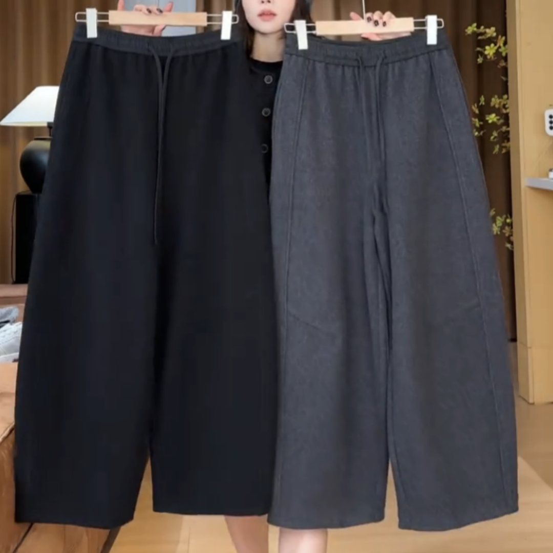 黑色弯刀显瘦休闲裤女冬季2024年