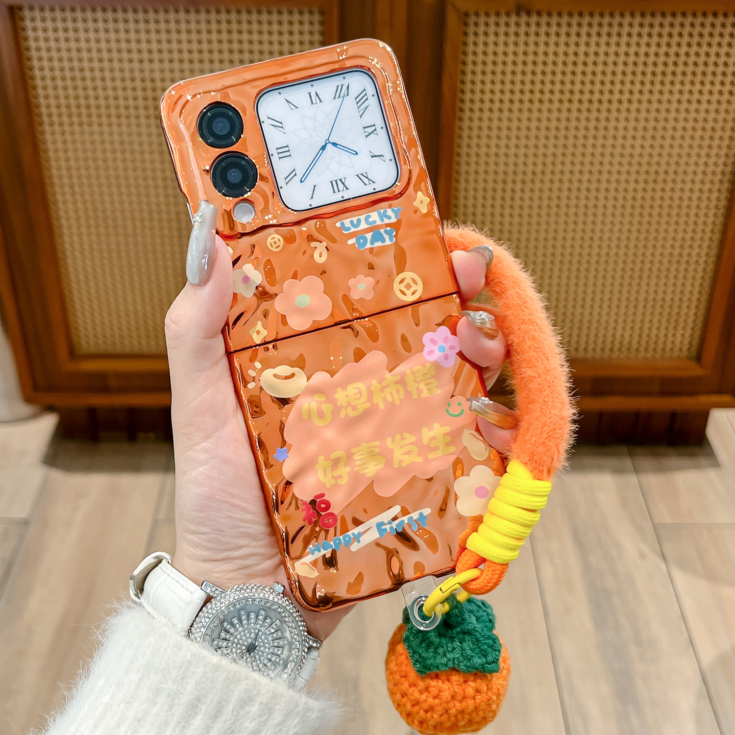 橙色电镀适用华为novaFlip手机壳