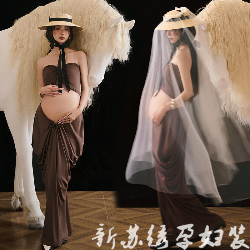 影楼孕妇写真高级感连衣裙摄影服