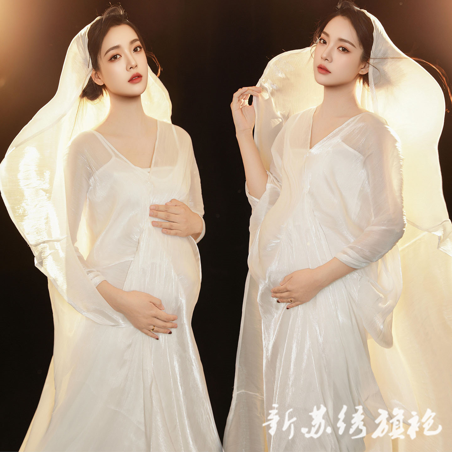 依媚坊孕妇写真光影礼服