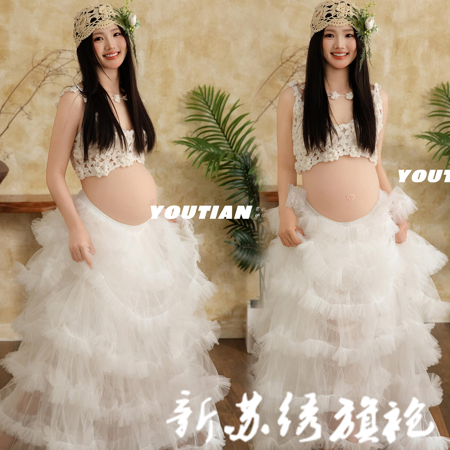 白色抹胸婚纱影楼拍照服
