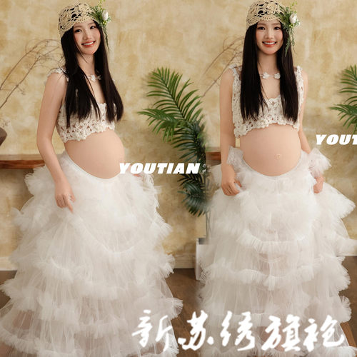 白色抹胸婚纱影楼拍照服