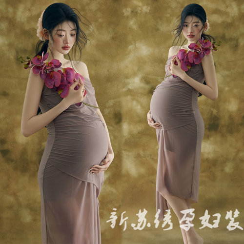 法式油画风唯美连衣裙孕妈少女裙