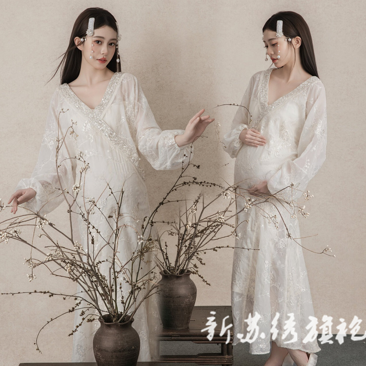 依媚坊新中式禅意孕妇写真服