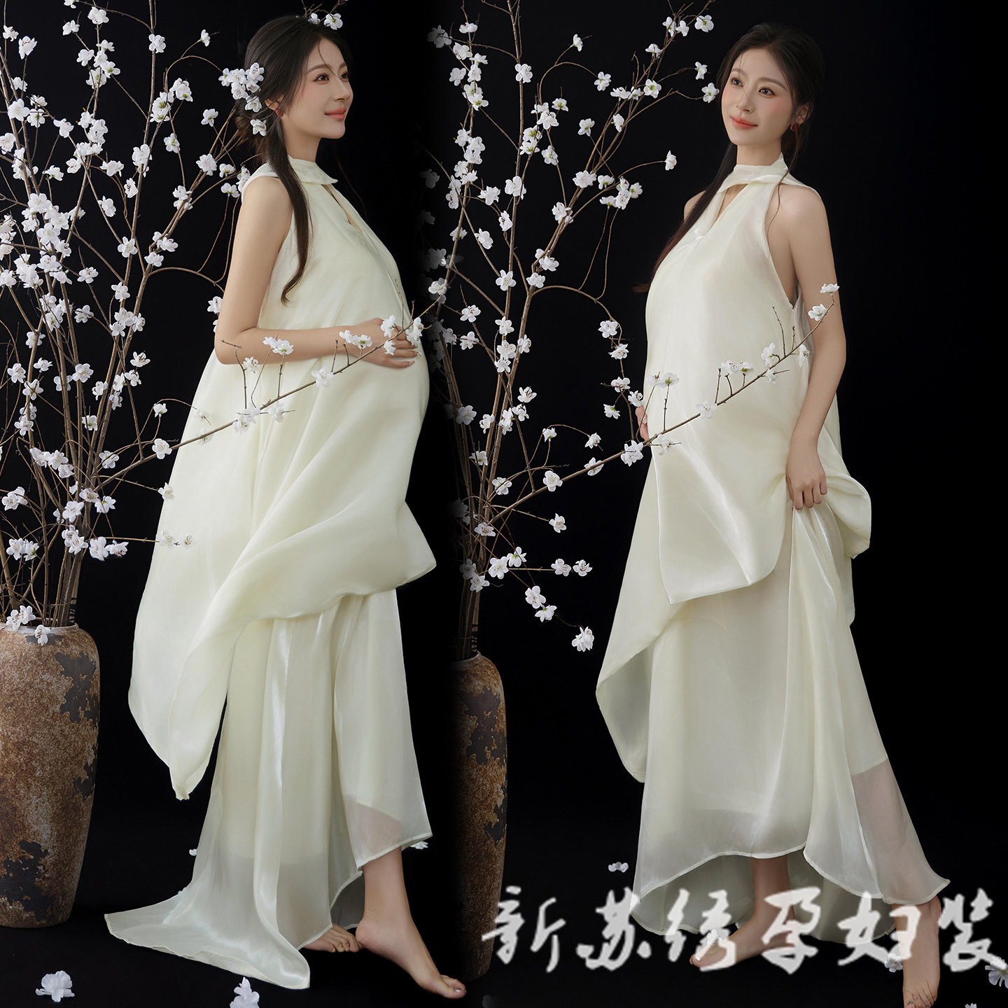 依媚坊孕妇写真法式复古礼服