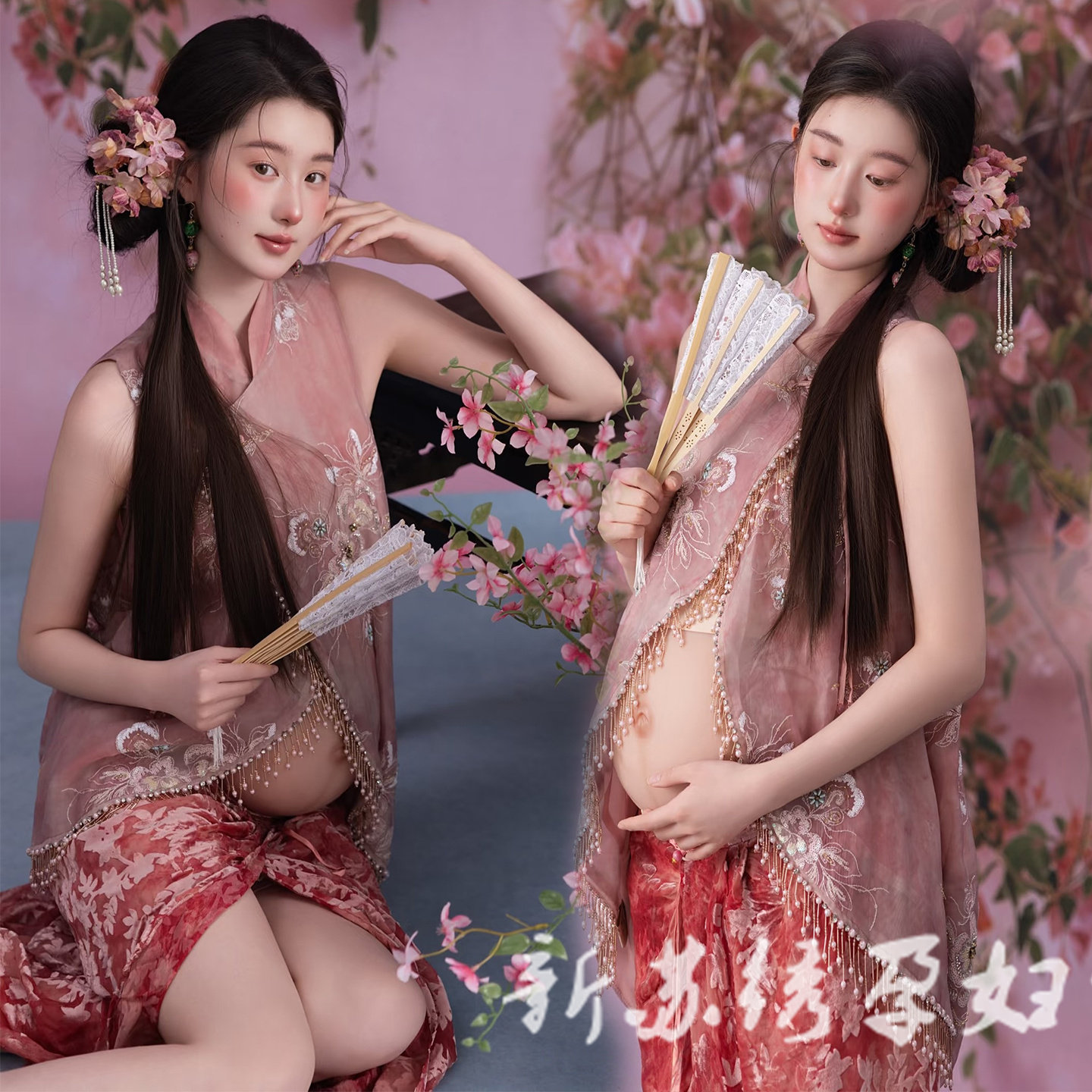 依媚坊中式复古重工孕妇礼服写真