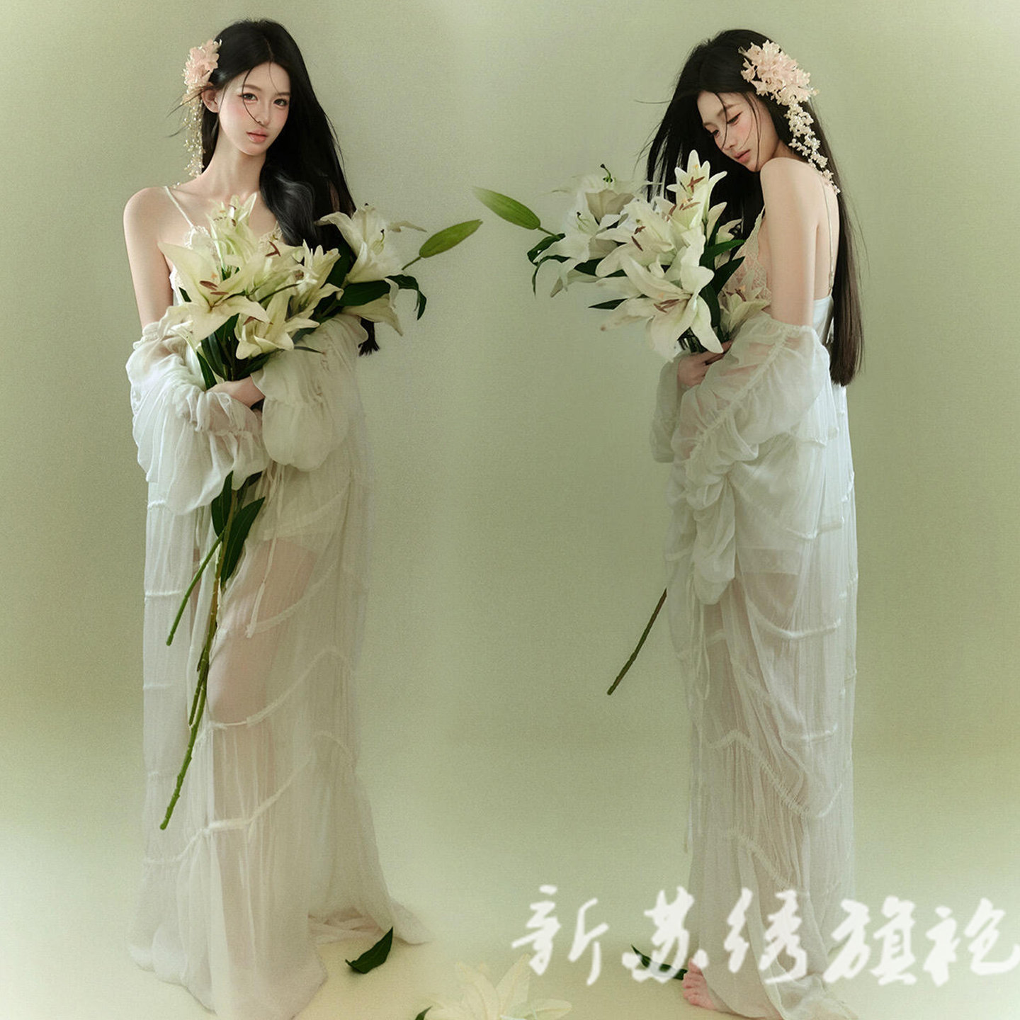 依媚坊孕妇写真法式纯欲连衣裙