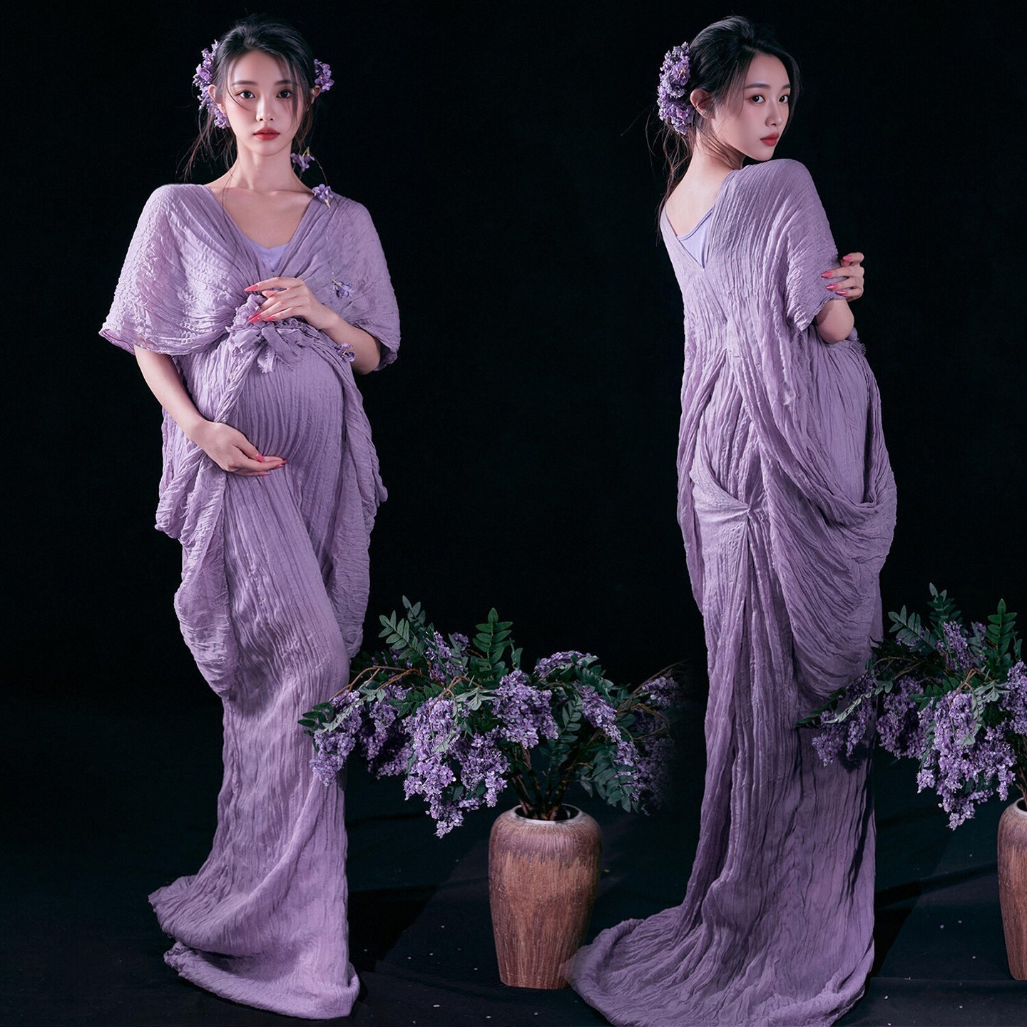孕妇照服装中式甜美孕妇照礼服