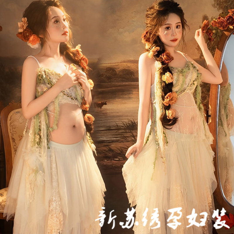 影楼新款孕妈咪复古油画风大肚照精灵少女感艺术写真照片摄影服装,孕妇装/孕产妇用品/营养,影楼服装,淘宝优惠券,粉丝福利购,淘宝优惠卷