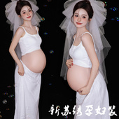 影楼新款 孕妈咪大肚照简约小清新甜美高级感艺术写真照片摄影服装