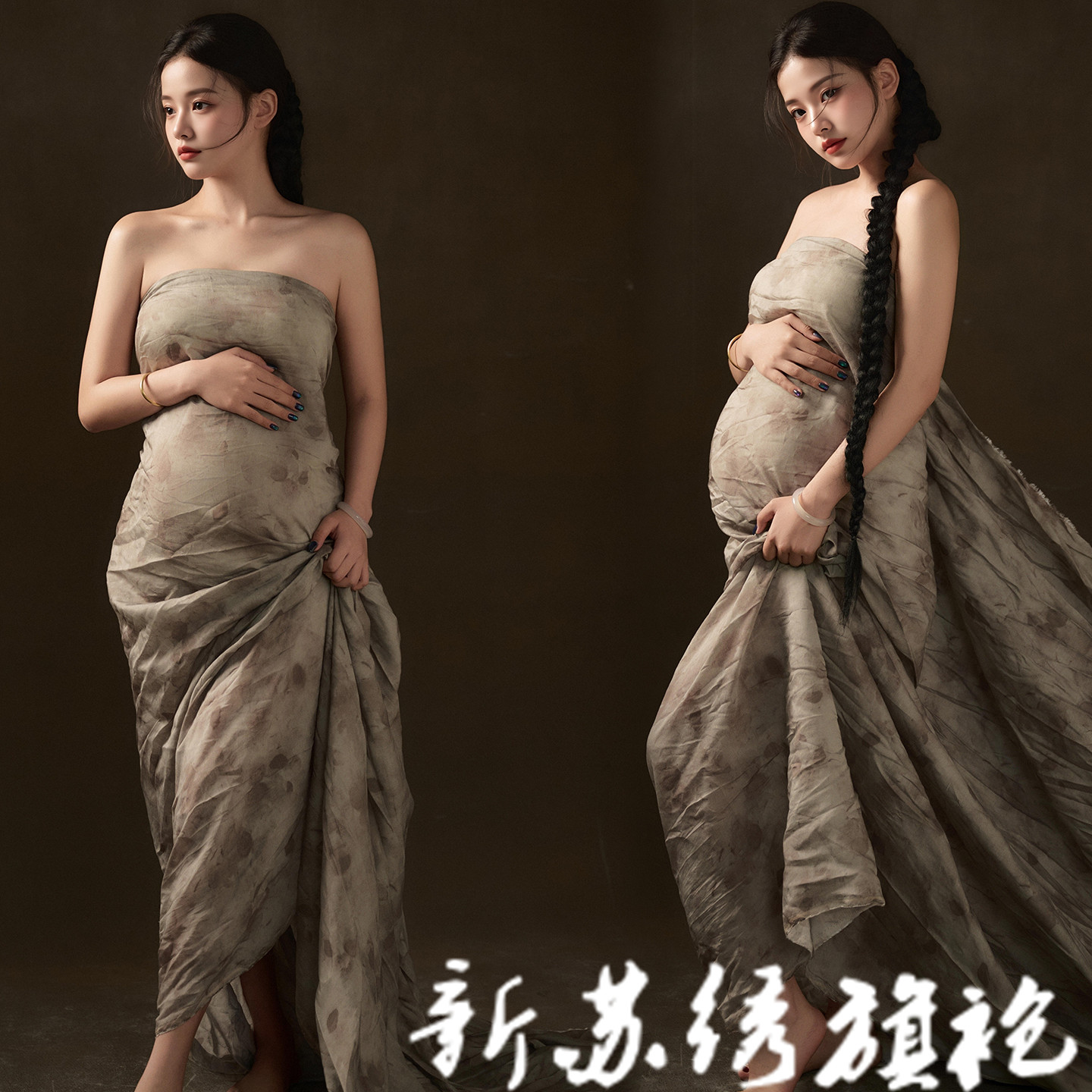 新中式孕妇影楼修身礼服