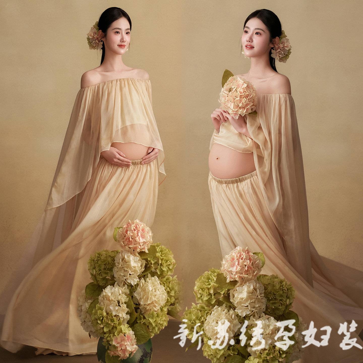 依媚坊孕妇影楼写真禅意连衣裙