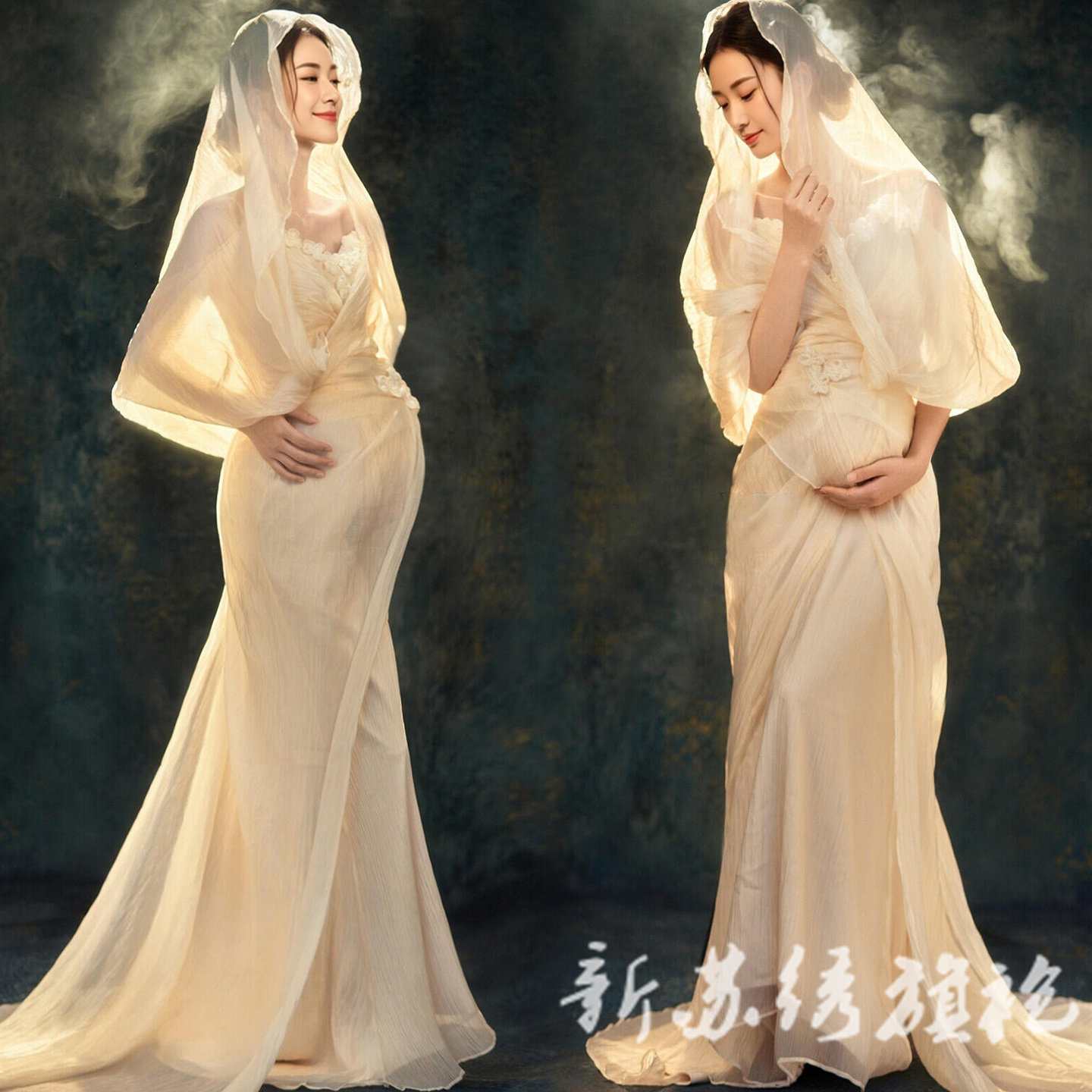 依媚坊孕妈希腊女神法式连衣裙