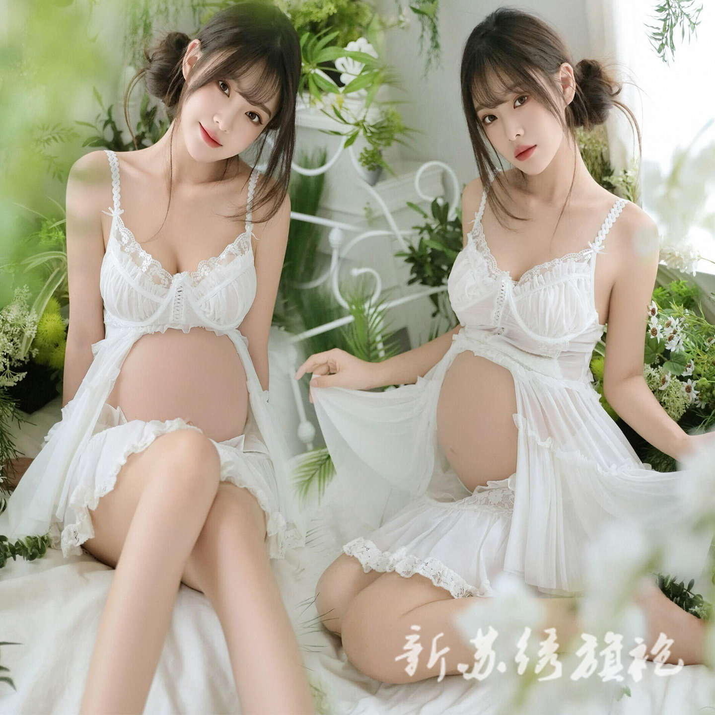依媚坊孕妇写真法式蕾丝影楼服
