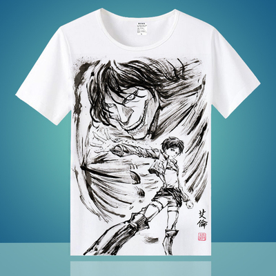 进击的巨人cos服 艾伦 三笠 兵长利威尔动漫周边衣服男女短袖T恤