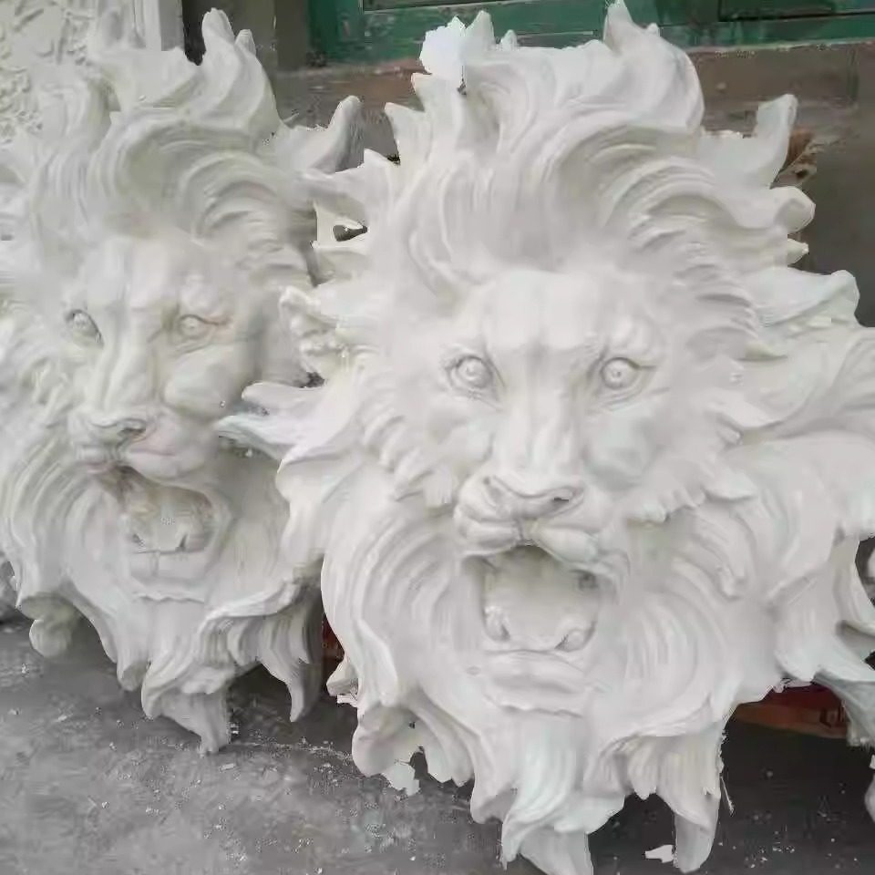 欧式浮雕石膏狮子头石膏雕塑酒店龙柱 GRG欧式浮雕背景墙别墅