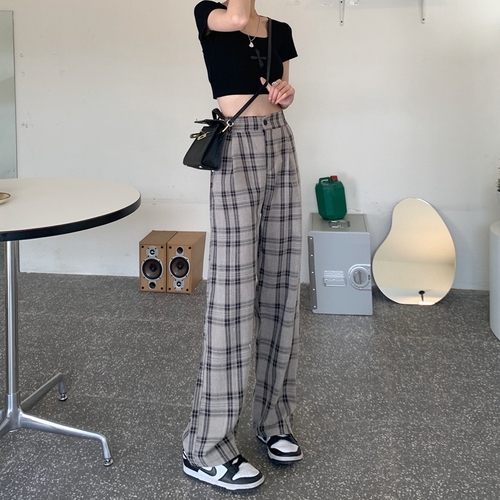 2685 live shot 2022 summer new loose high waist SLIM STRAIGHT casual wide leg pants pants