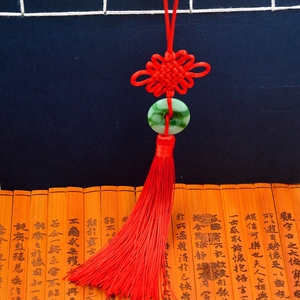 6盘绿色玉片中国结仿玉佩挂件送老外特色礼品平安扣中国风小挂饰