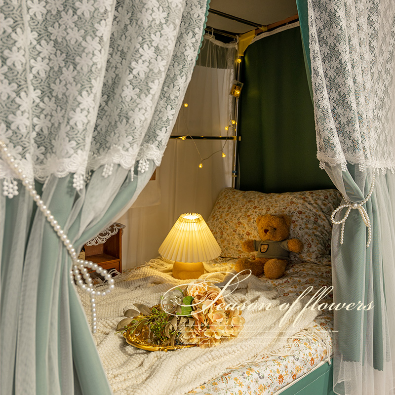 橘喵美式复古宿舍床帘遮光