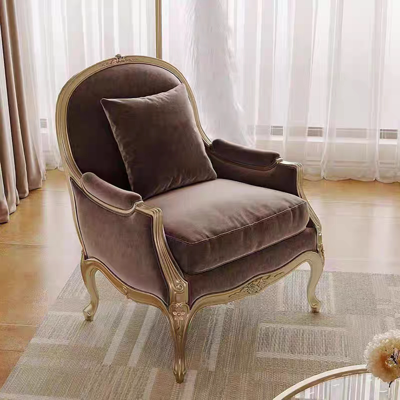 美式乡村轻奢沙发椅法式样板房别墅客厅老虎椅休闲椅单人沙发