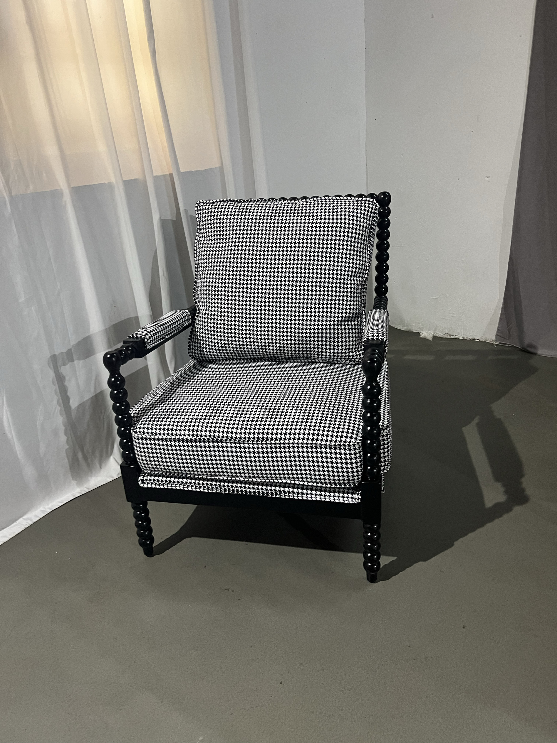 现货法式复古实木单人沙发美式乡村简约布艺老虎椅休闲带扶手椅子