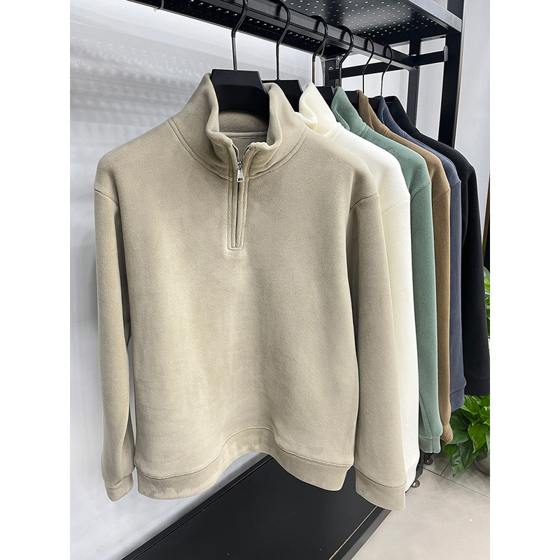 【高端品牌折扣】半高领卫衣男士抓绒摇粒绒冬款加厚保暖打底上衣
