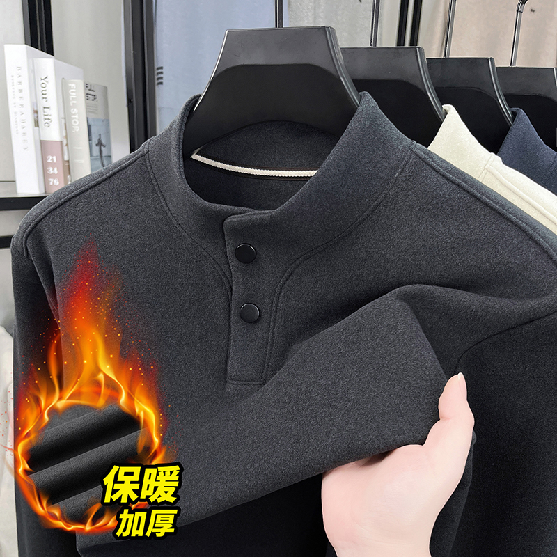 冬季德绒男立领加厚加绒卫衣
