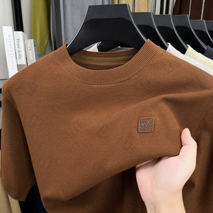 2026春秋新款针织衫薄款男士短袖T恤精纺针织半袖毛衣长袖打底衫