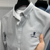 100%纯棉长袖 外贸潮 刺绣衬衣上衣寸衫 衬衫 男牛津纺春秋休闲男士