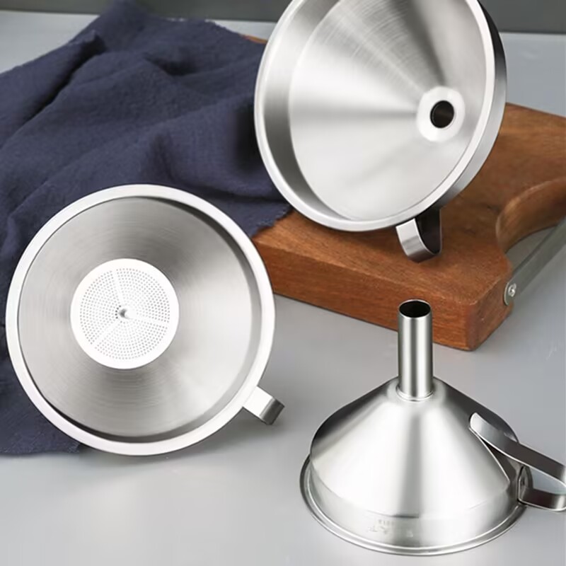 漏斗加厚304不锈钢打酒提子家用大小号倒酒油漏子过滤网酒漏