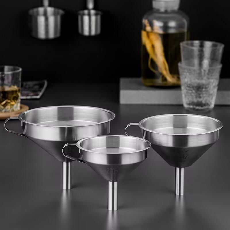 漏斗家用304不锈钢大小号口径舀酒油漏过滤网加厚打酒提子食品级