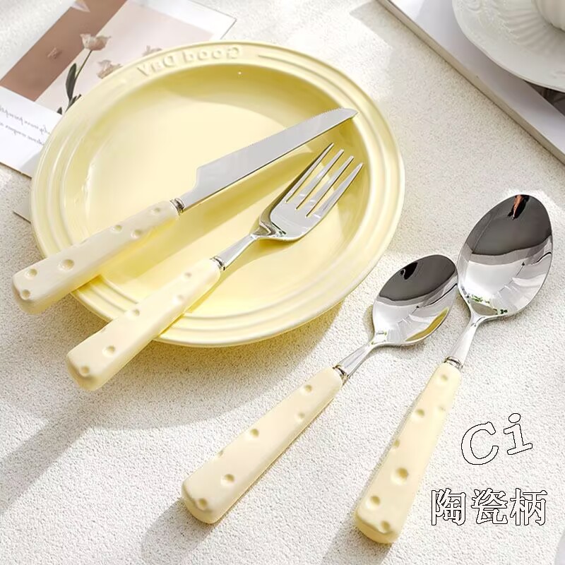 304不锈钢牛排餐高颜值奶酪刀叉勺网红西餐餐具高档可爱家用