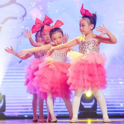 六一儿童蛋糕裙舞蹈演出服装女童幼儿园蓬蓬纱裙女孩粉可爱表演服