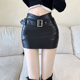 黑色皮短裙女秋冬新款 高腰百搭显瘦半身裙pu皮时尚 性感辣妹一步裙