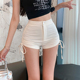 白色短裤 黑 高腰包臀弹力百搭辣妹风系带热裤 女夏外穿2024新款 韩版