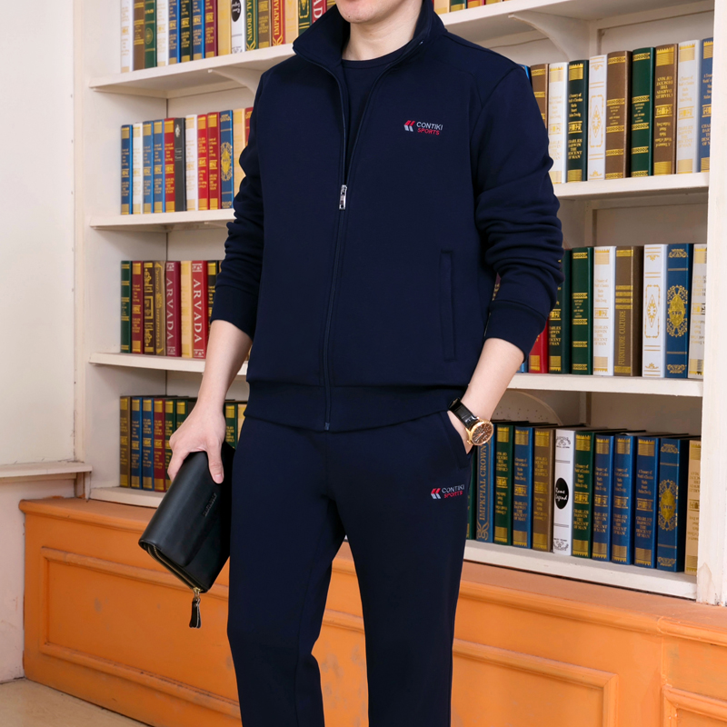 品牌中老年运动服套装男爸爸男装外套春秋季新款男士休闲服三件套