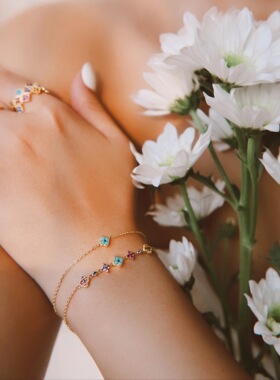 925纯银幸运】四叶花初春手链女法式优雅轻奢极简小众小众设计