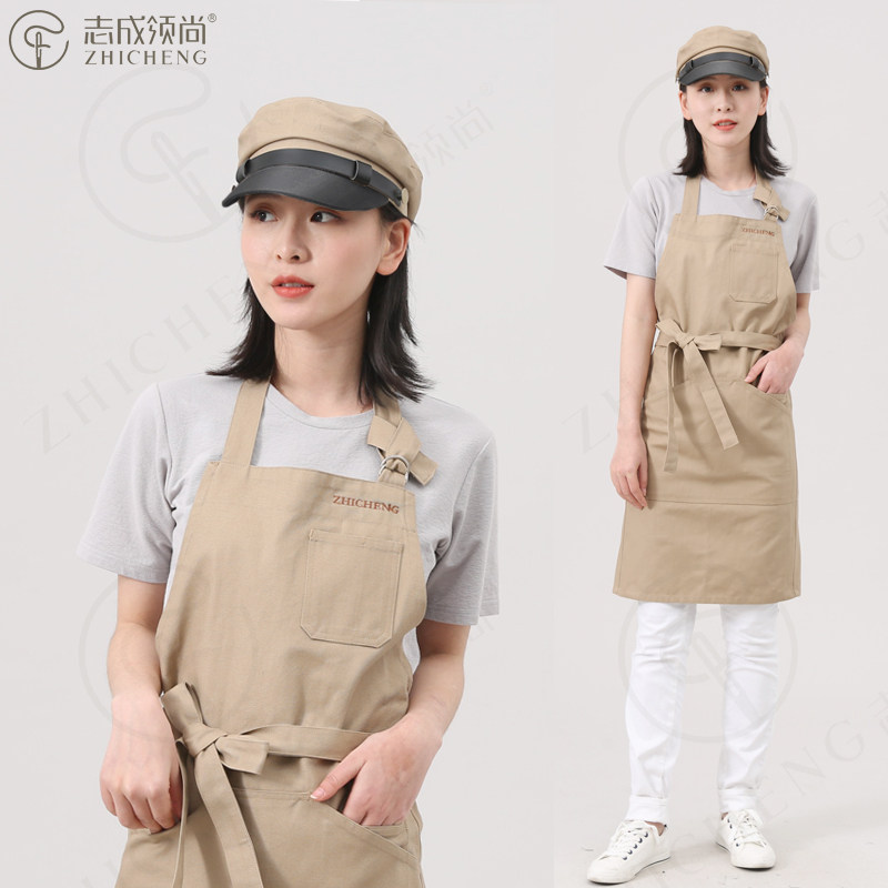 时尚休闲男女同款纯棉T恤围裙蛋糕烘焙咖啡厅夜店酒店服务员工服