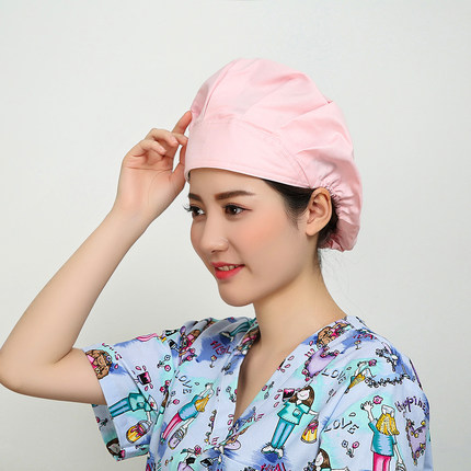 厨房帽女医生护士帽牙科口腔粉红色防油烟防掉发餐厅服务员工作帽