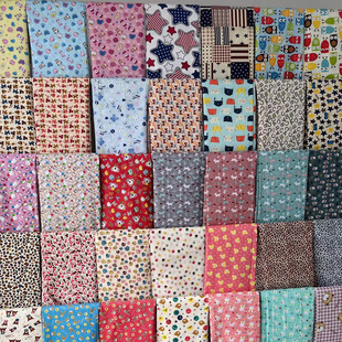 百家被布头布组纯棉碎花拼布DIY婴儿棉衣裙子手工发圈材料百福被