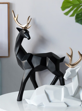 北欧风格几何样板房橱窗麋鹿摆件