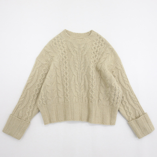 米兰麦穗花纹柔糯质感俏皮短款 25AW厚实温暖秋冬毛衣