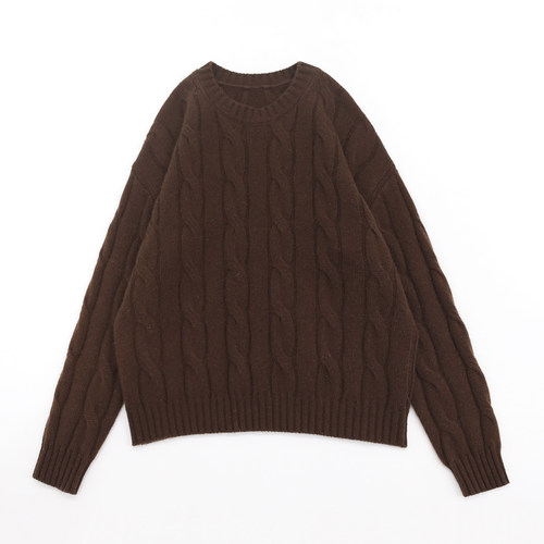 LUREN立体绞花美咖软糯羊绒毛衣