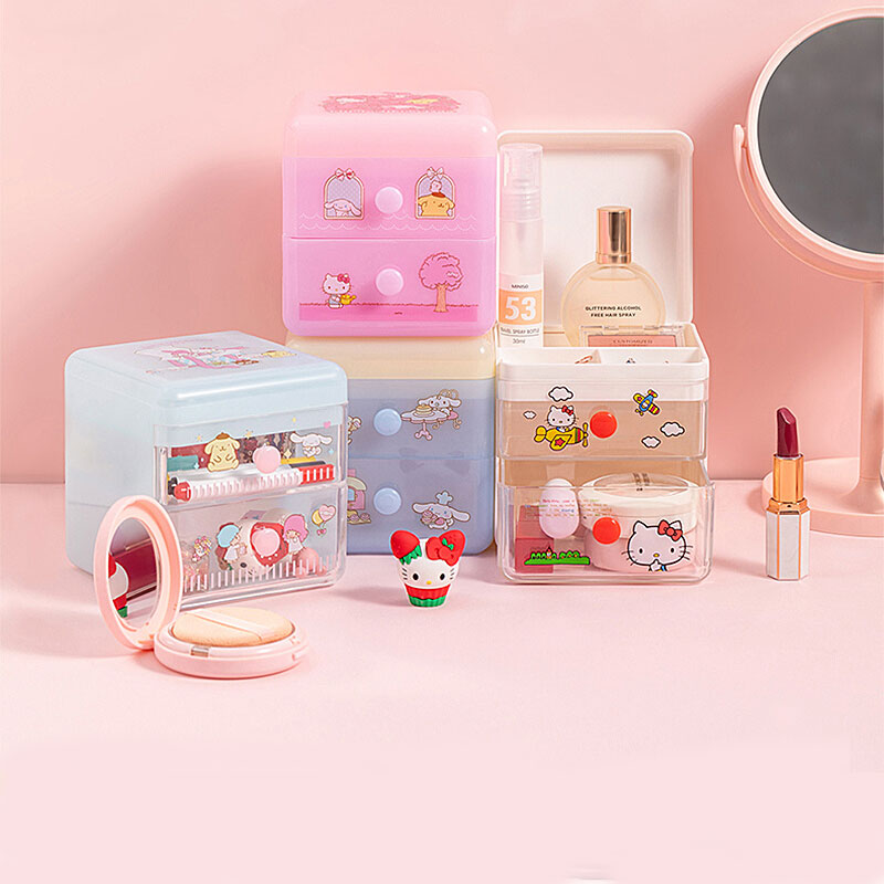 miniso名创优品三丽鸥桌面抽屉式三层收纳箱饰品小杂物整理收纳盒