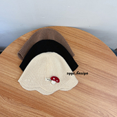 潮女孩冬季 宝宝帽子秋冬款 渔夫毛线帽韩版 保暖儿童针织套头盆帽潮