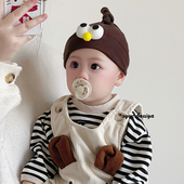 婴儿帽子春秋季 12个月宝宝薄款 新生儿无骨卤门纯棉胎帽满月