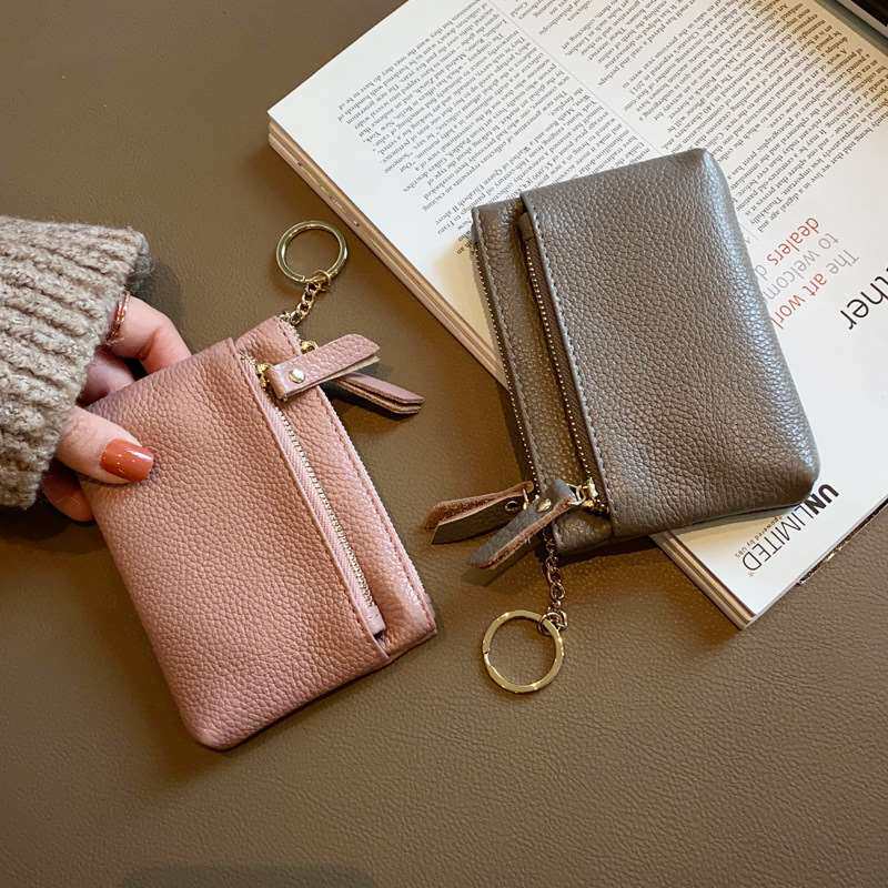 真皮小零钱包女迷你钥匙三层韩国可爱手拿牛皮钱袋简约拉链小钱包