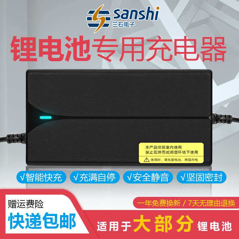 三石锂电充电器48v12ah智能快速充电星恒新日爱玛雅迪电动车通用