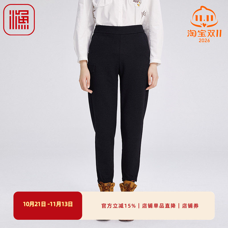 渔服饰女装裤子女新款秋冬休闲小脚锥形弹力针织长裤FGGD6228