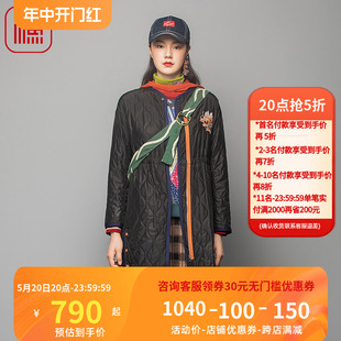 绣花棉衣外套女FGFD4032 雪纺收腰长款 冬季 FISHING棉服女2023新款